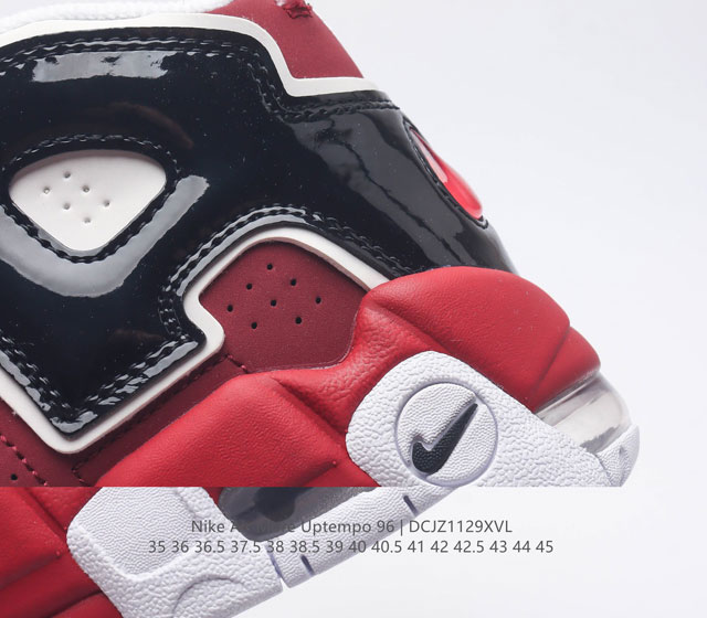 Nike Air More Uptempo 96 leather full palm air cushioned men's and women's sports shoes, thick sole height increasing cushioning running shoes, continue the rapid development of basketball in the 1980s and 1990s