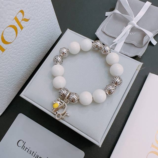 Counter Precision Edition Dior Multi Element Agate Thai Silver Style Bracelet Quan Zhilong Celebrity Same Style Retro Vintage Vintage Style Original Reproduction Pure Handmade~Authentic Mold Opening Trendy Essential for Both Men and Women to Wear Cou
