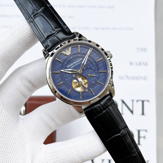 Armani, hollowed out watch series, equipped with imported brand new 82S7 gold movement, precise and trouble free timing, diameter for men: 42mm, thickness 10mm, classic needle buckle, sapphire glass mirror, fireproof flower, scratch resistant, 316 st