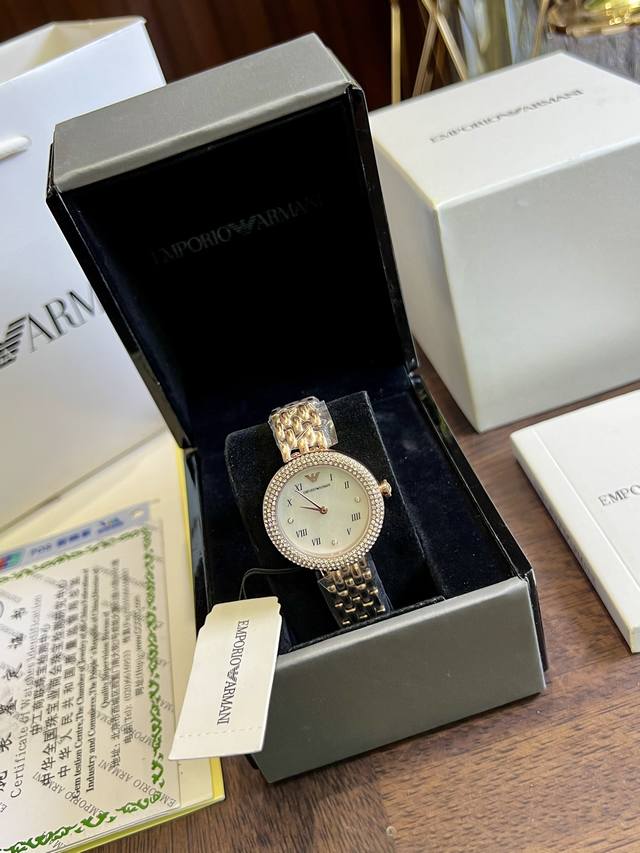 FFFH Picture Same Packaging 25 ARMANI Diamond Watch Original Order Arrived Armani Case: 316L Stainless Steel Mirror: Reinforced Mineral Glass Strap: 316L Stainless Steel Buckle: Double Button Buckle Size: 33mm Wrap: