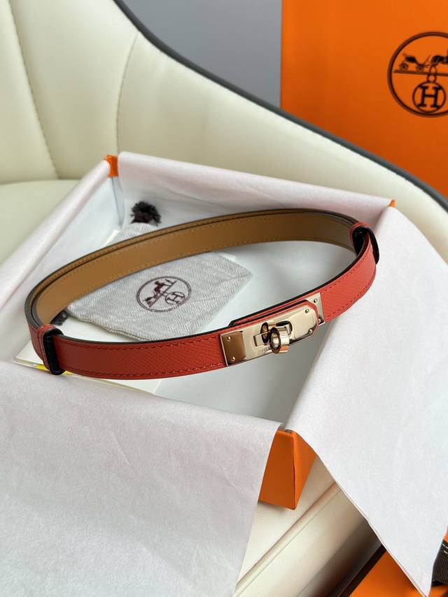 Hermes Women's Belt Full Set Packaging 1.8Mm Women's Kelly Top Original Single Factory Imported Leather Counter Hardware K Gold Platinum Rose Gold Length Adjustable Counter Same Classic Style: