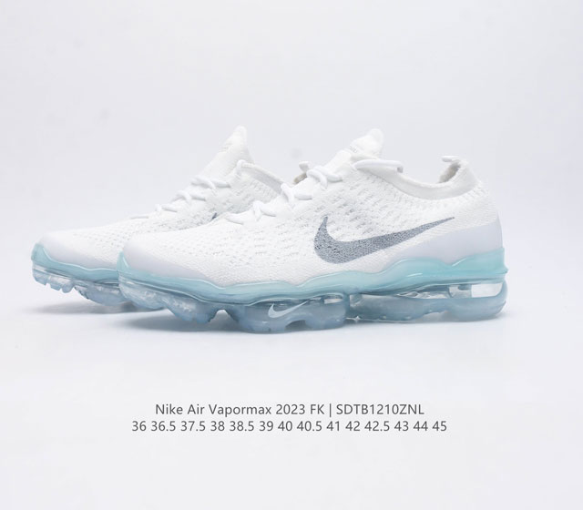 Nike men's and women's shoes, Nike Air Vapormax 2023 Fk Flyknit sports shoes, full-length long air cushion cushioning running shoes, perforated insoles with outstanding breathability that can be pulled out for details, elastic Flyk: