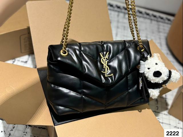 Large pendant size 15 Ysl Saint Laurent women's puffer quilted lambskin full set folding box packaging, this year's most worthwhile autumn and winter bag YSL soft and sticky cloud bag Yang Mi YSL soft and sticky cloud bag Loulou bag review