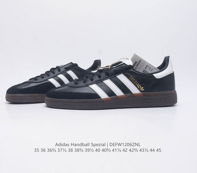 Adidas Handball Spezial Trifolium Academy Style Retro Casual Board Shoes, German Training Shoes, Rubber Bottom Soft Leather Classic Sports Shoes for Men and Women, Round Head Stitching and Splicing Design, Front Strap Tongue