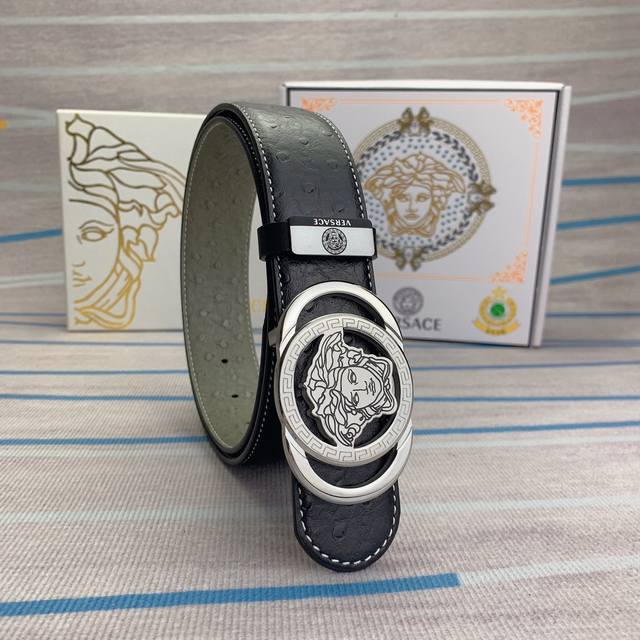Product Name: Versace. Versace Material: Original Leather Belt with 100% Head Layer Leather Belt Guaranteed Genuine Leather, 24K Pure Steel Buckle, Counter Original Quality and Exquisite Craftsmanship, Fashionable Brand, Preferred Packaging for Perso