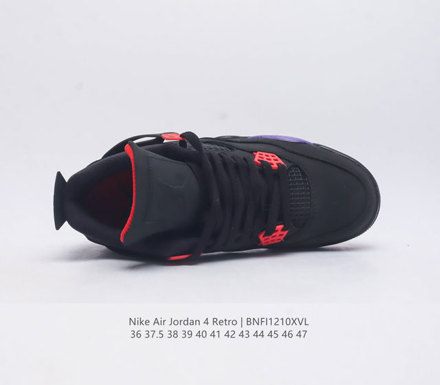 The Nike Air Jordan 4 Aj4 generation retro casual sports culture basketball shoe adheres to the design concept of lightweight speed basketball shoes to reduce weight while improving comfort. The midsole continues the previous work