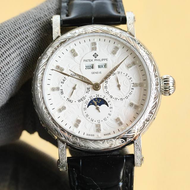 The platinum iron silver hook is vigorous, powerful, and has a high aesthetic value. This new product is quaint and rustic. Retro. Exquisite craftsmanship! The Patek Philippe Classic Super Complex Multi functional Perpetual Calendar Function Watch, t