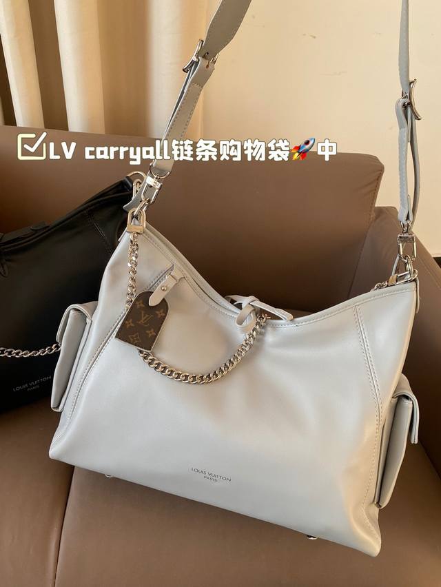 Medium size 36 * 24 Lv Louis Vuitton new Carryall chain shopping bag Lv new dark Cargo Carryall space super ok leather super textured, casual and simple with a little bit: