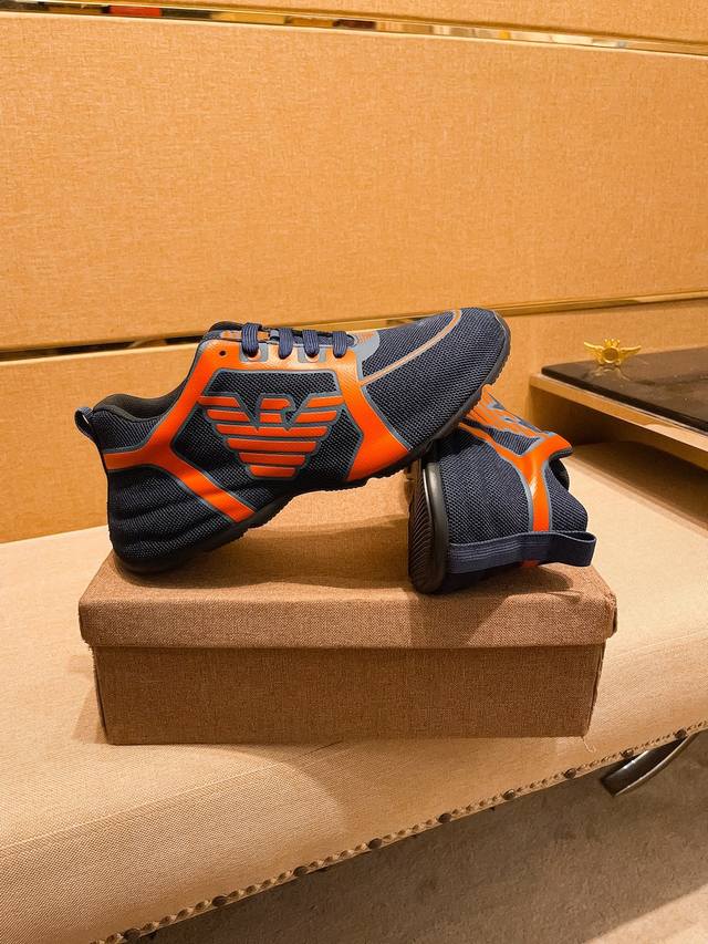 Factory approved Armani men's shoes high-end brand official website 1:1 latest masterpiece: The upper is made of original Italian official website special technology fabric, matched with original comfortable and breathable inner lining, and the origi