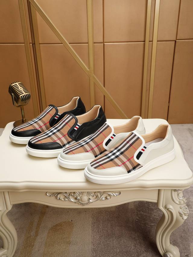 Real price latest casual men's shoes, welcome 1:1 comparison, hot selling Burberry Hong Kong counter casual shoes, counter quality, support for inspection, high-quality workmanship, upper made of imported Italian top layer cowhide, imported leather l