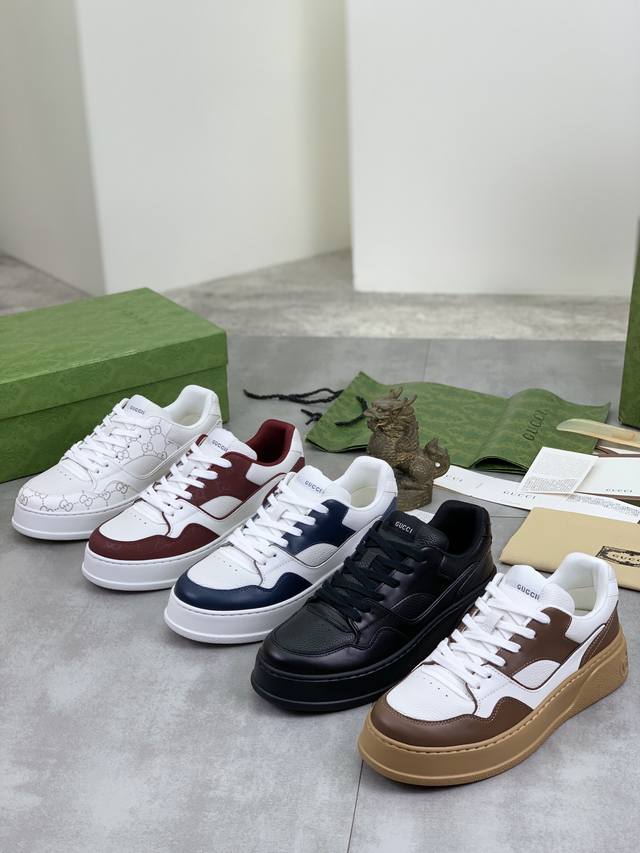 Factory price, real price, top of the line Gucci 24SS counter, latest couple style, thick soled Gucci white shoes, purchasing level Gucci's latest lightweight thick soled white shoes! Top tier chip version! Do you have the same feeling of 