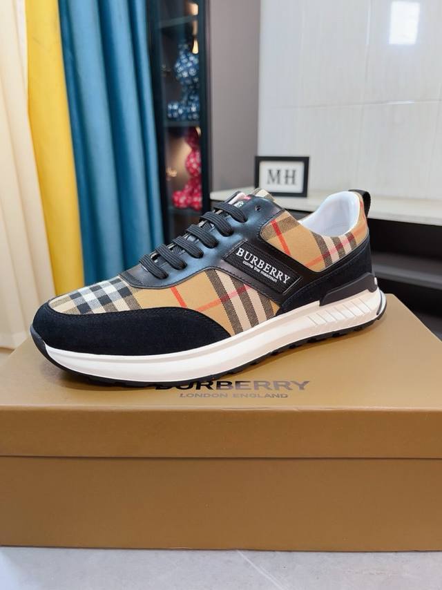 The factory price of Burberry Burbdrry's latest popular casual shoes with the same high version on the official website is the top brand luxury~purchasing agent. The upper is made of imported cowhide patchwork fabric, the original material is high-en