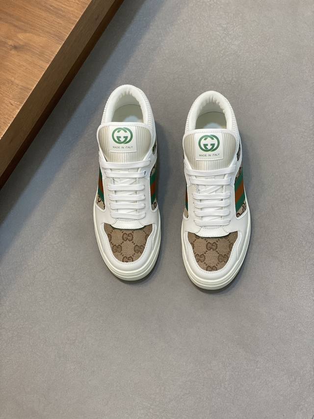 Gucci - High quality original - Upper: Nappa calf leather, Lychee grain calf leather, computer embroidery brand totem - Inner: Water dyed calf leather - outsole: Ultra light TPU rubber; Two tone molded outsole - Ultra high quality control workmanship